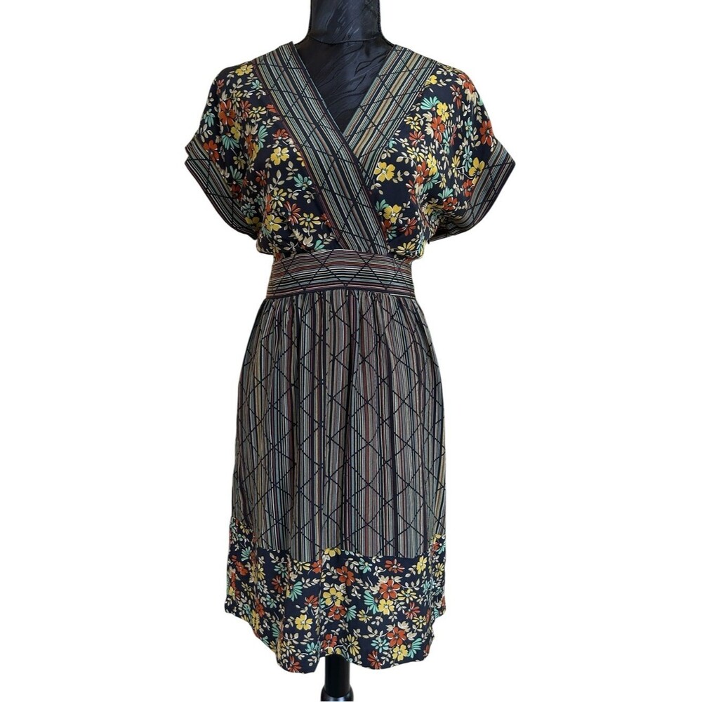 Y2K Vintage Silk Dress - Global Print Fusion- Bohemian Resort- GardenParty - 4